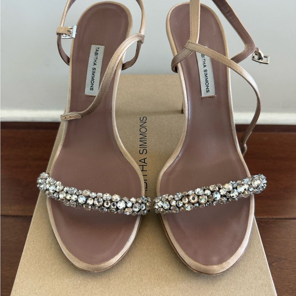 Tabitha Simmons crystal nude sandals size 40